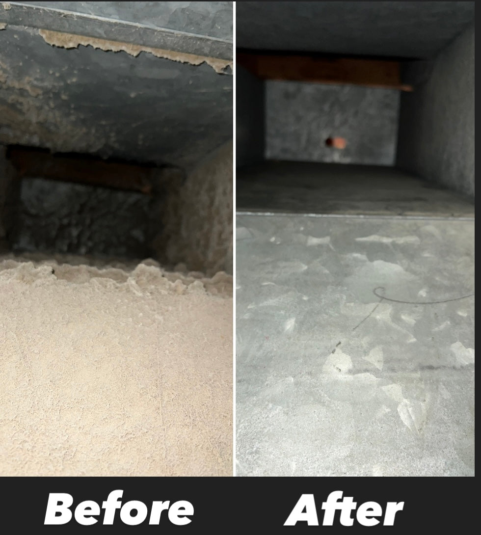 HVAC Air duct cleaning before and after photo